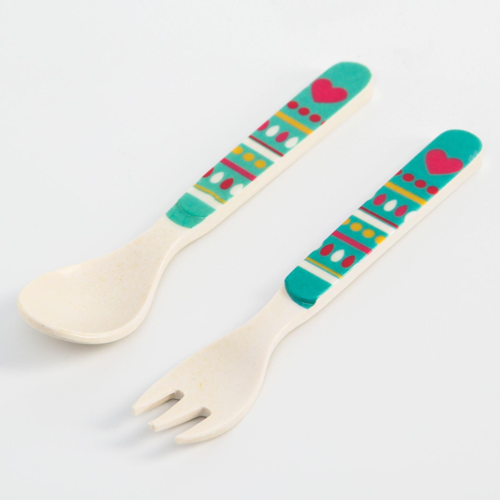 Мам&Бейби FOR KIDS A set of spoon and fork made of bamboo `Lama`